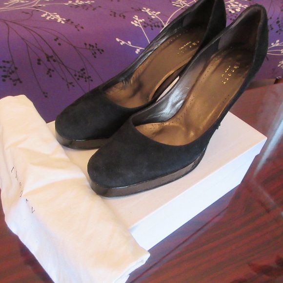 Theory suede and leather high-heeled platforms - Picture 7 of 8